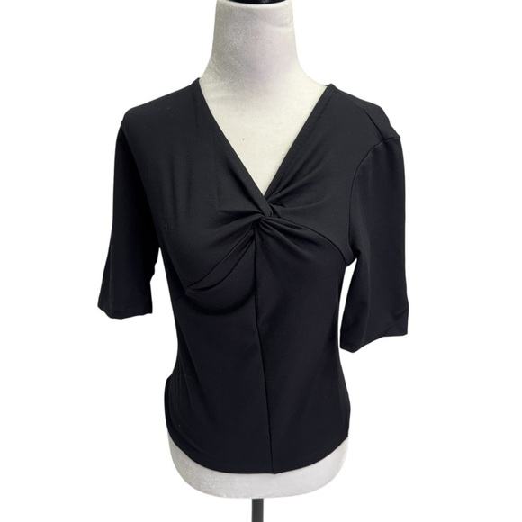 Club Monaco Tops - Club Monaco Black Short Sleeve Twist Front T-shirt Top Size S
